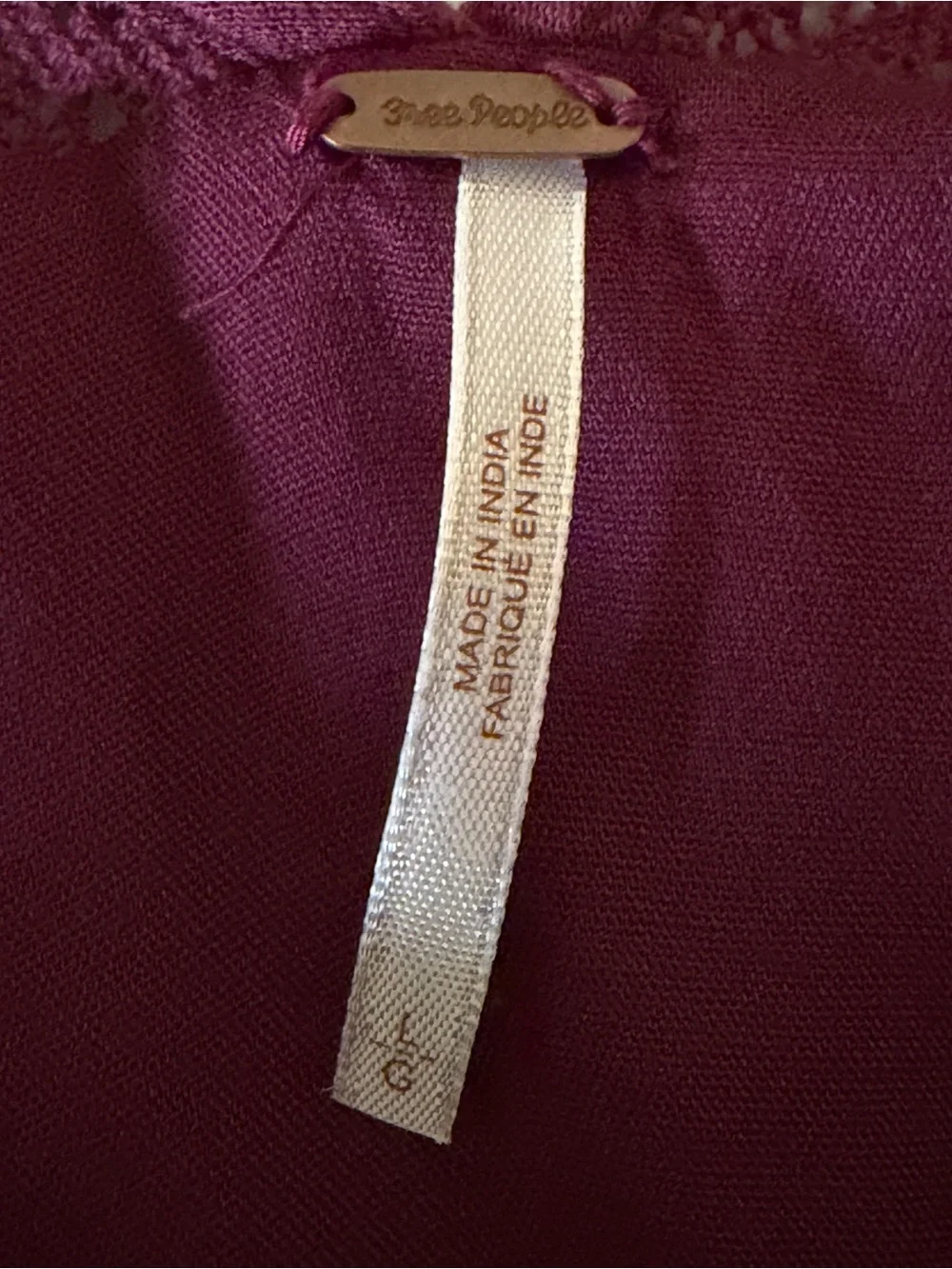 Free People Burgundy Embroidered Long-Sleeve Boho Dress